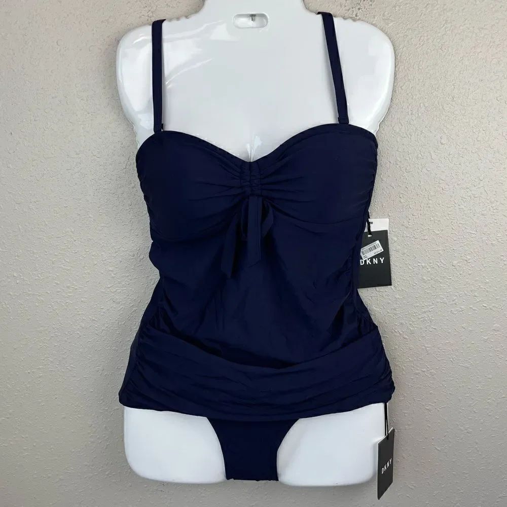 NWT DKNY Navy Blue Tankini Top and Bottoms Size M